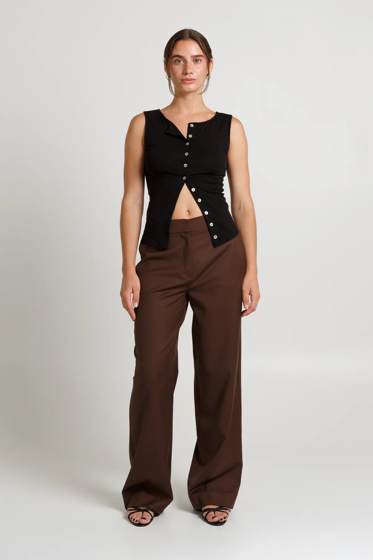 OLGA JOAN - BUTTON THROUGH TANK NERA