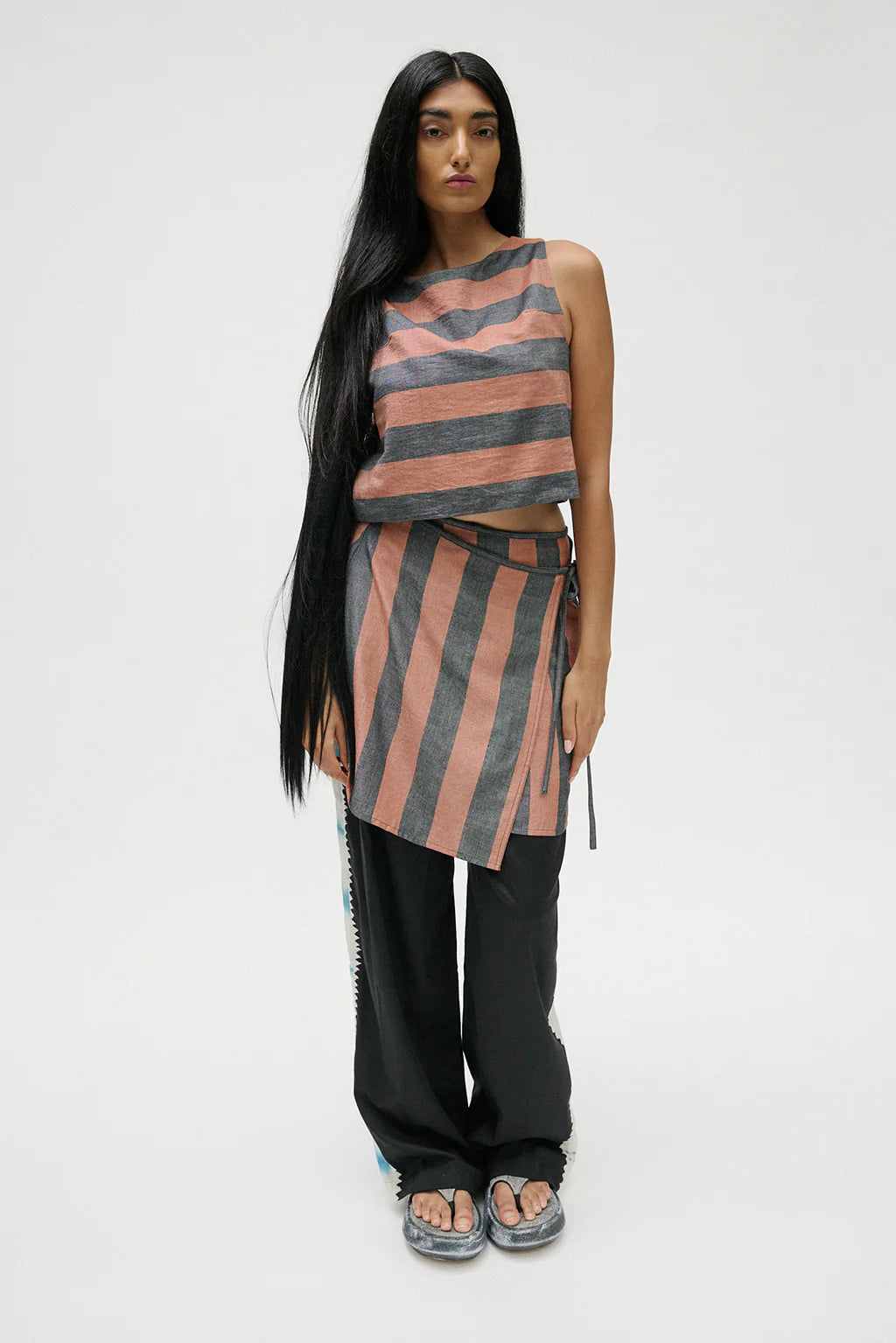Muse The Label - Melt Wrap Skirt - Brown Stripe