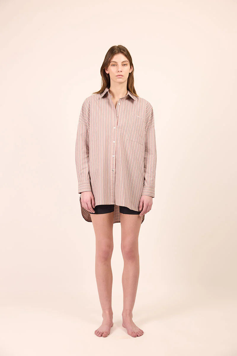 Pharlain - Billie Shirt - Red / Tan Stripe