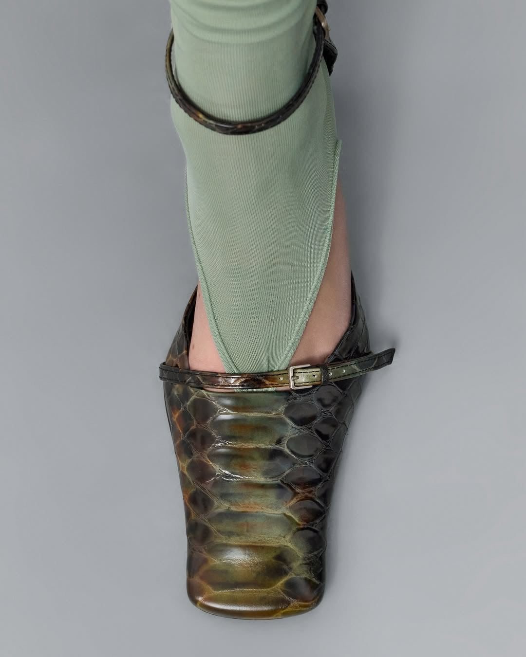 Miista - Agna Shoes - Green Snake Embossed Leather