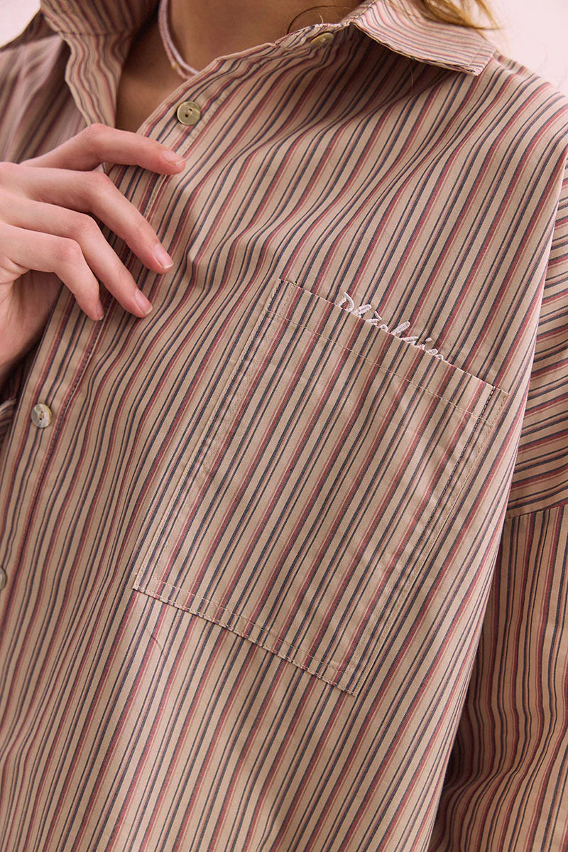 Pharlain - Billie Shirt - Red / Tan Stripe