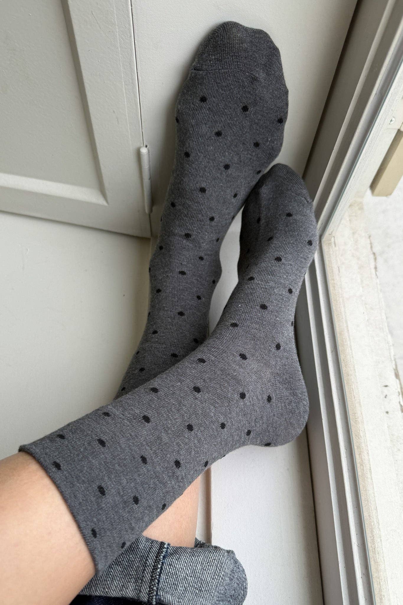Le Bon Shoppe - Polka Dot Sneaker Socks - Charcoal/ Black
