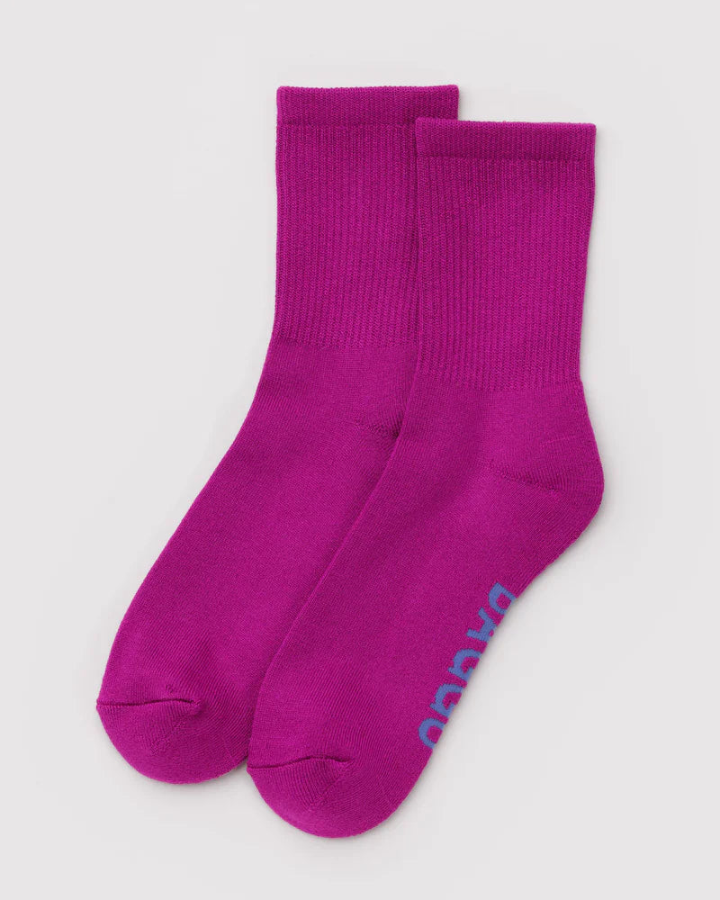 Baggu Ribbed Socks - Deep Fuchsia