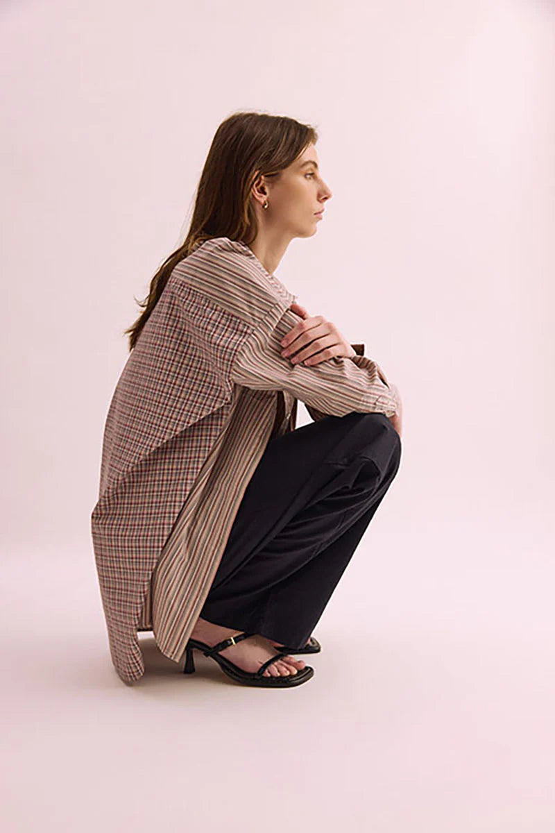 Pharlain - Billie Shirt - Red / Tan Stripe