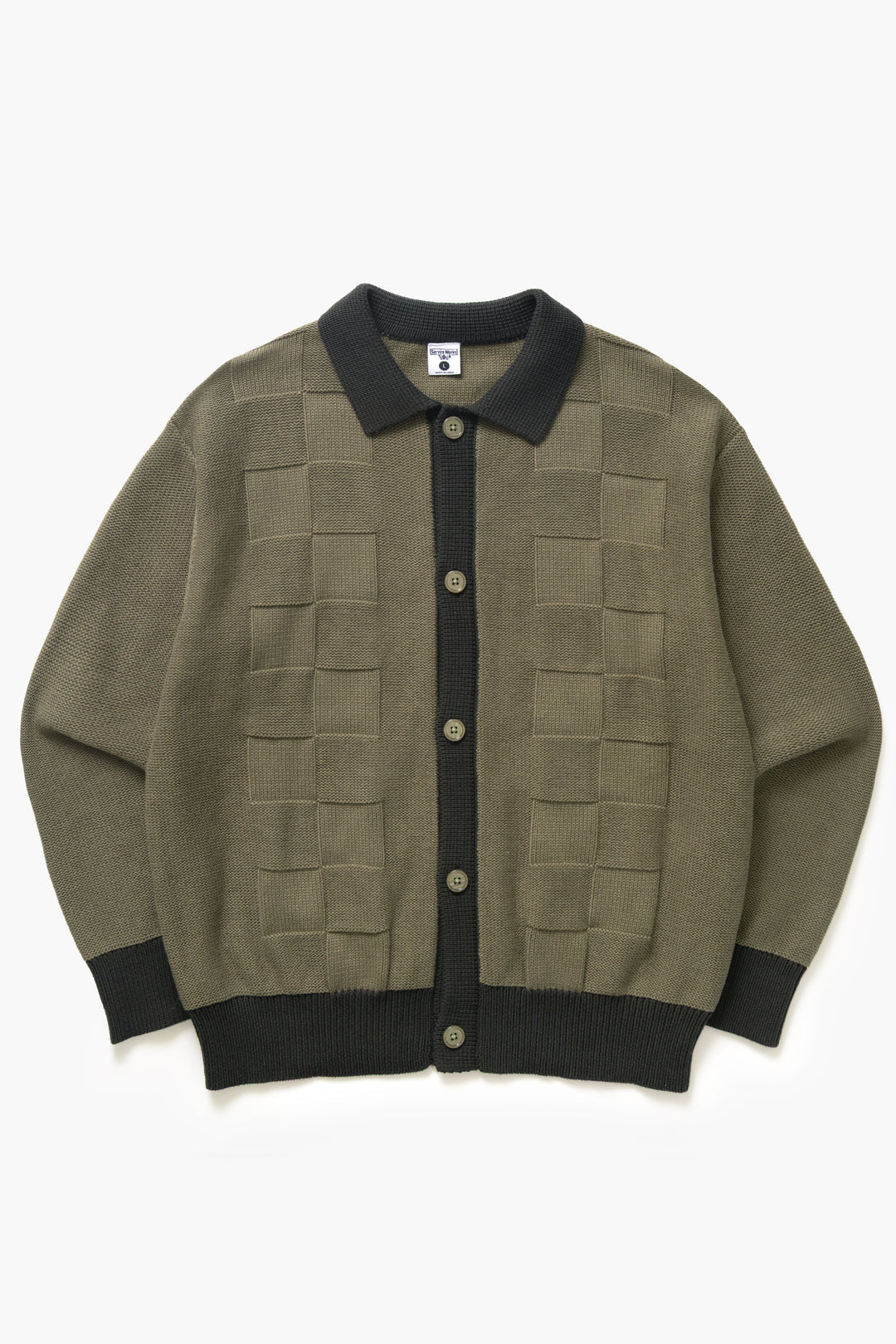 Service Works - Check Panel Cardigan - Olive