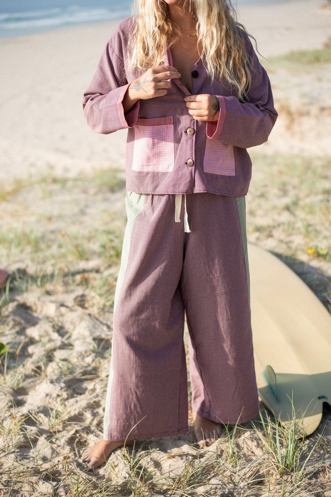 Atmosea - Patchwork Over Shirt - Houndstooth Combo