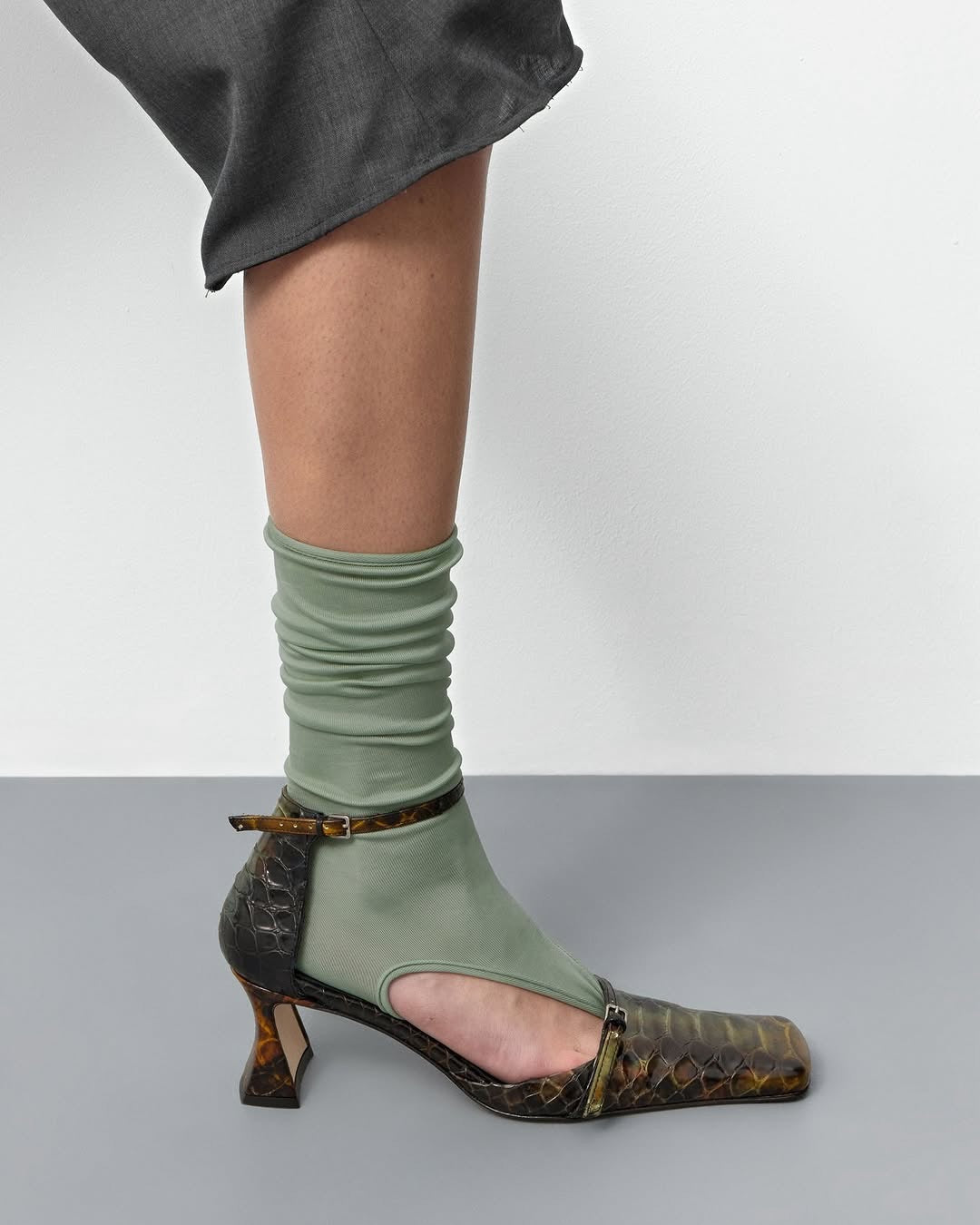 Miista - Agna Shoes - Green Snake Embossed Leather