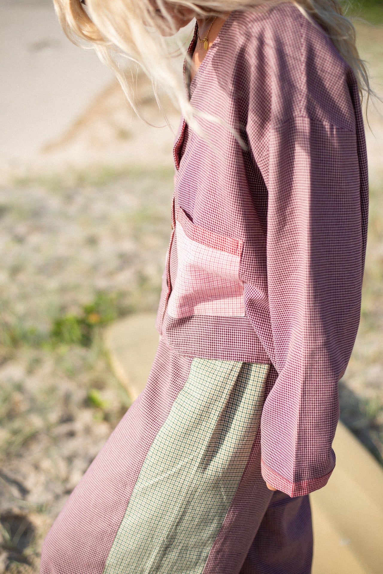 Atmosea - Patchwork Over Shirt - Houndstooth Combo