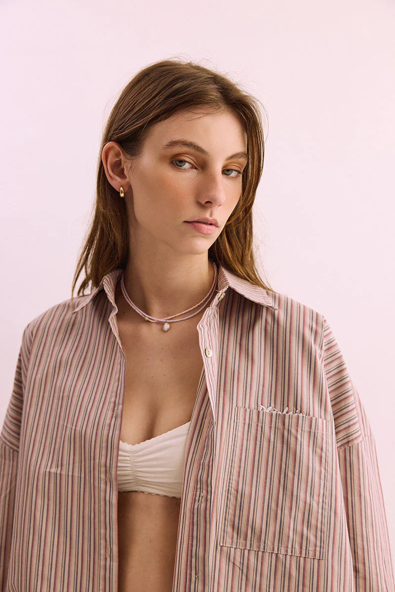 Pharlain - Billie Shirt - Red / Tan Stripe