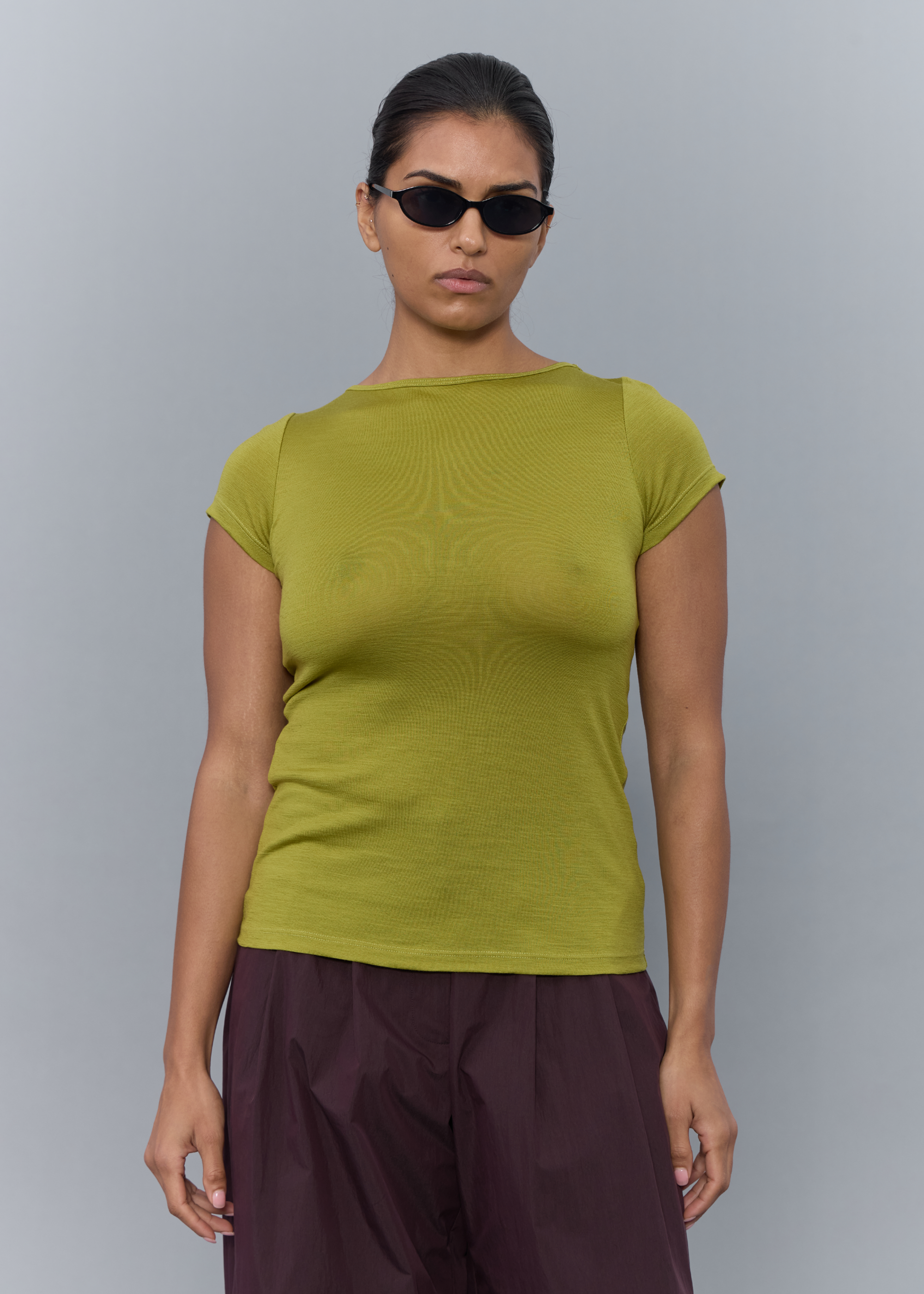 Permanent Vacation - Connection Wool Baby Tee - Algae