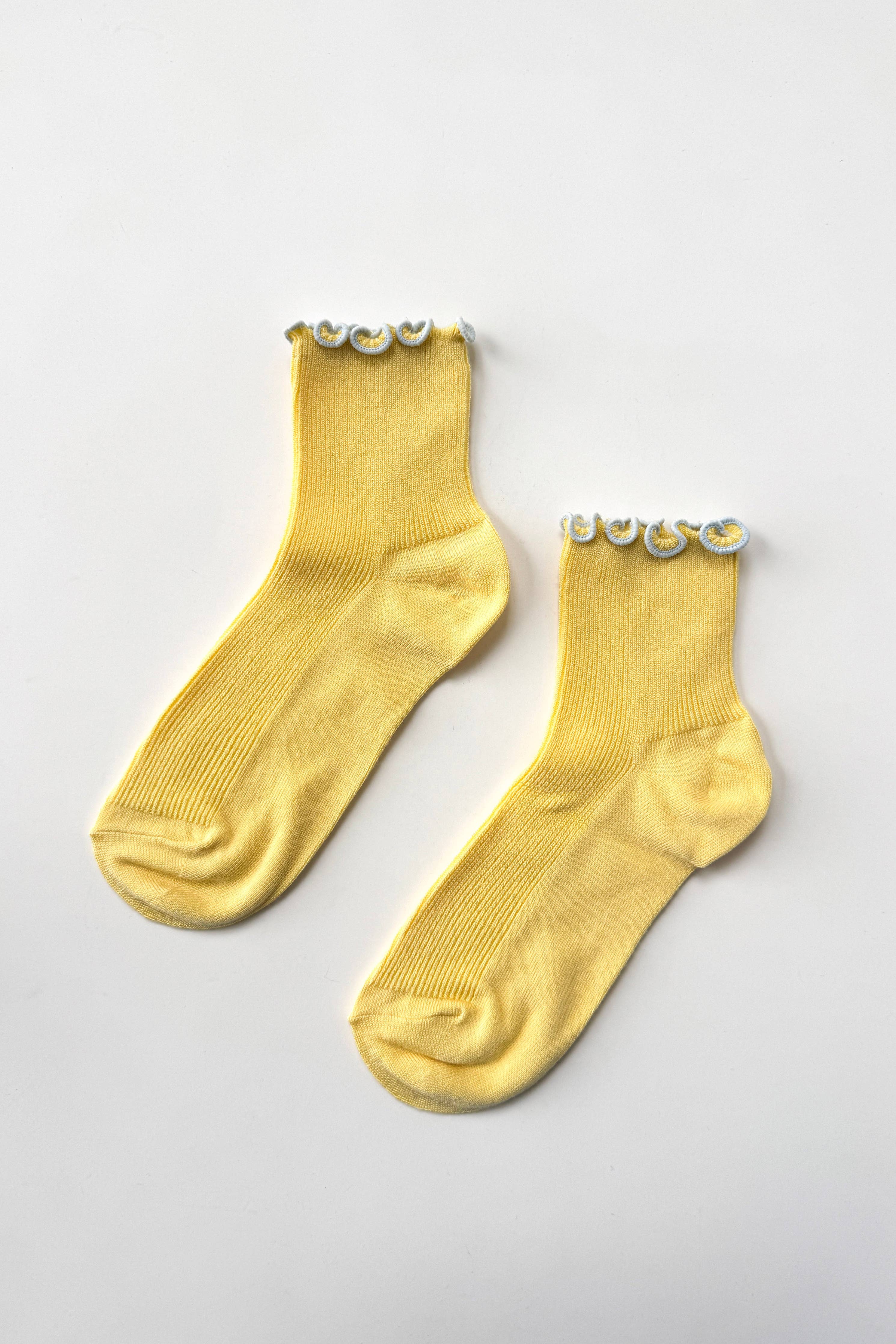 Le Bon Shoppe - Petite Ruffled Socks - Butter/ Baby Blue