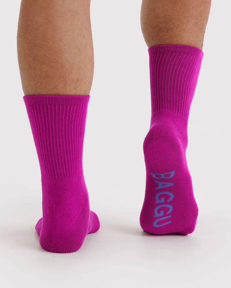 Baggu Ribbed Socks - Deep Fuchsia
