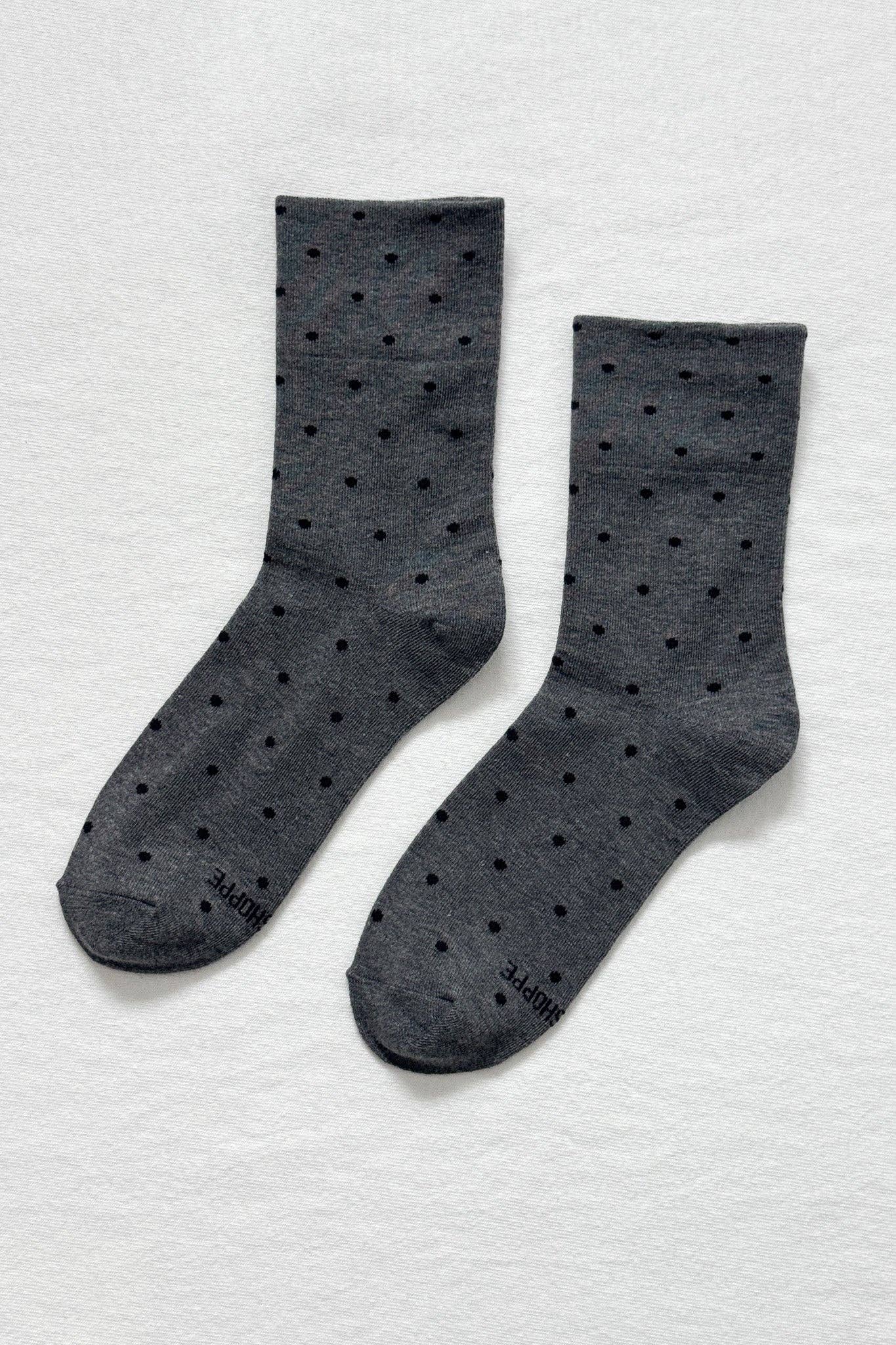 Le Bon Shoppe - Polka Dot Sneaker Socks - Charcoal/ Black