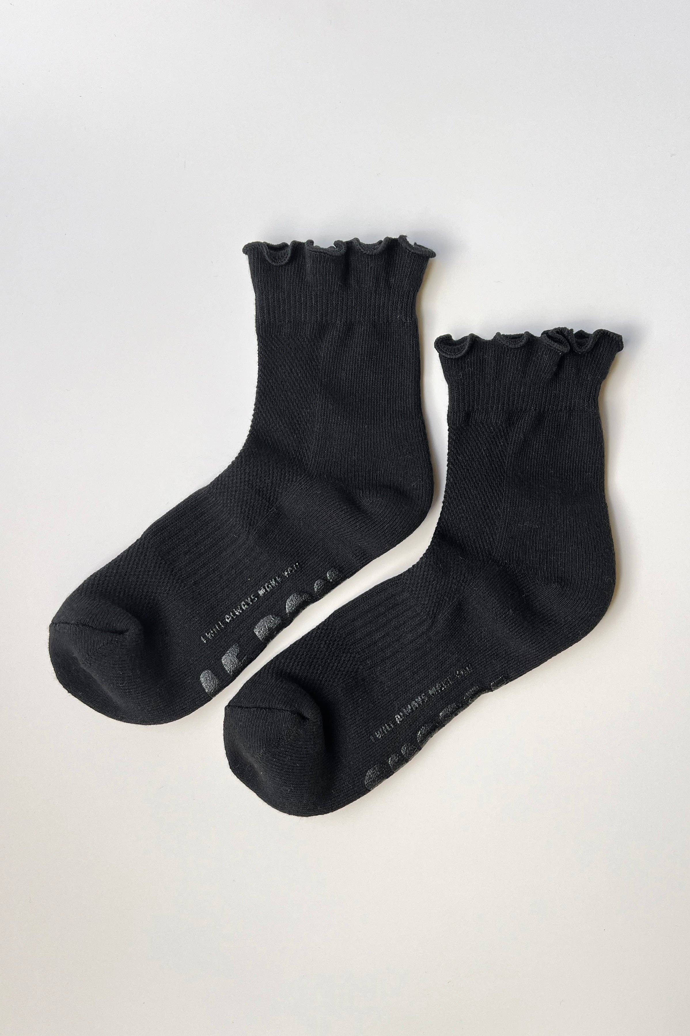 Le Bon Shoppe - Ruffled Hugger Crew Socks - Black