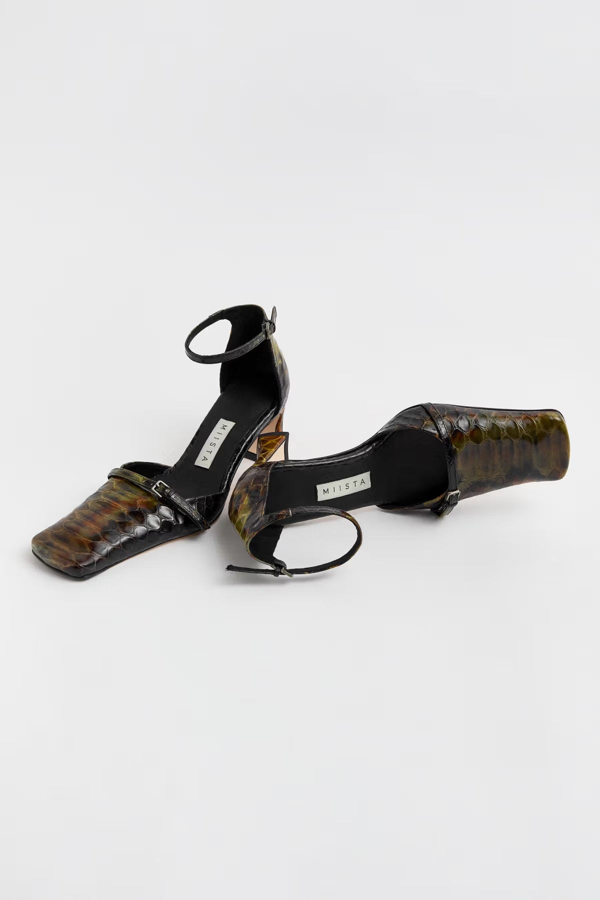 Miista - Agna Shoes - Green Snake Embossed Leather