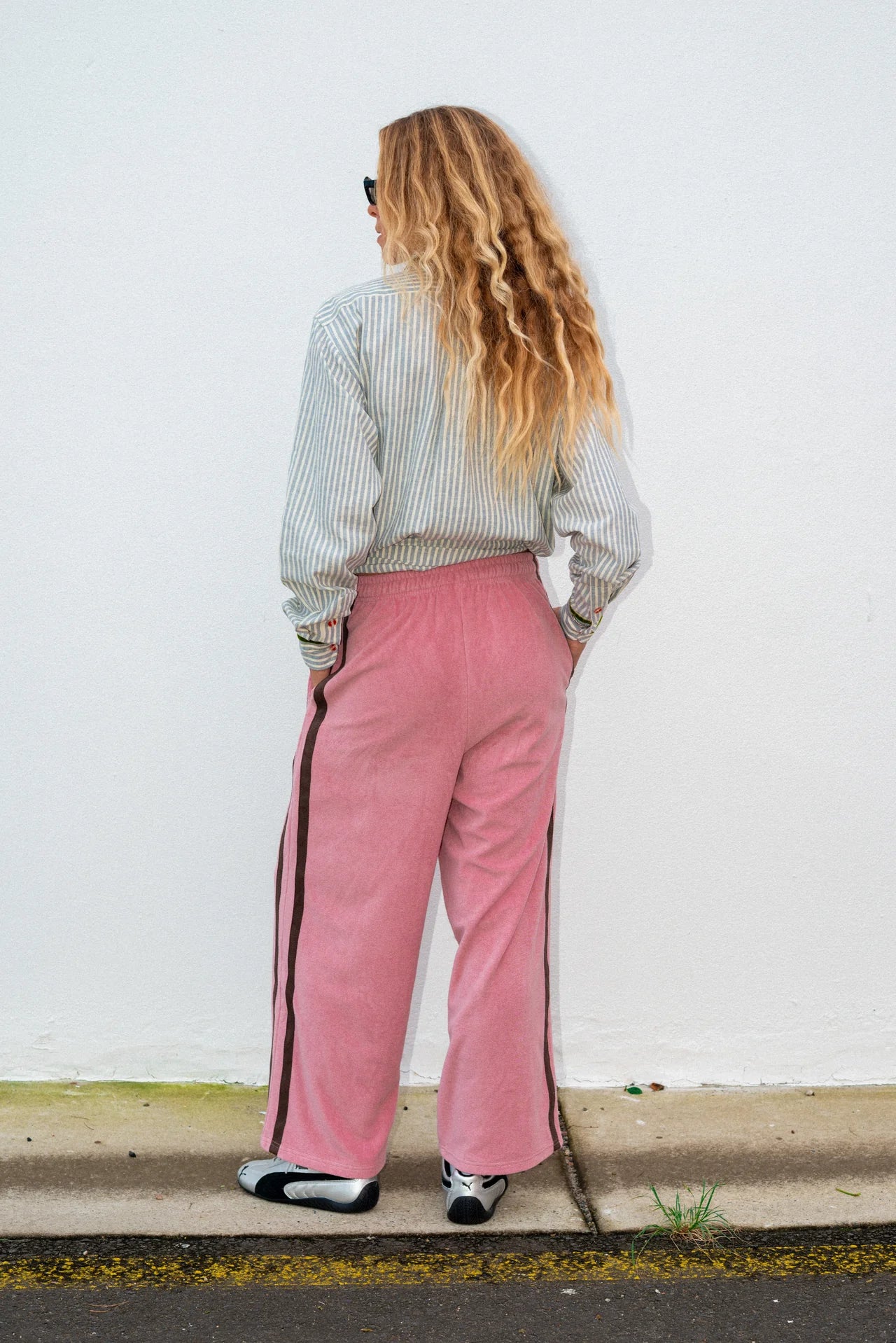 Atmosea - Apres Surf Pant - Blush with Choc Stripe