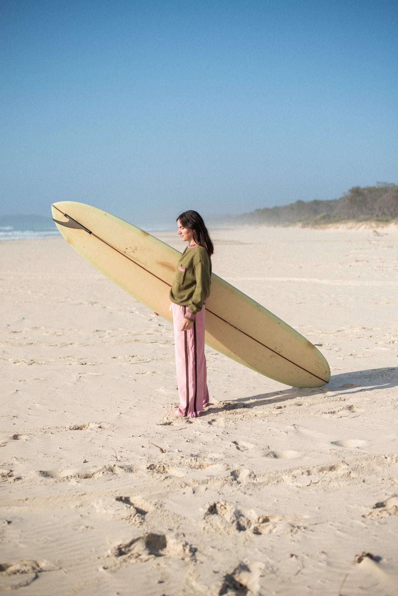 Atmosea - Apres Surf Pant - Blush with Choc Stripe