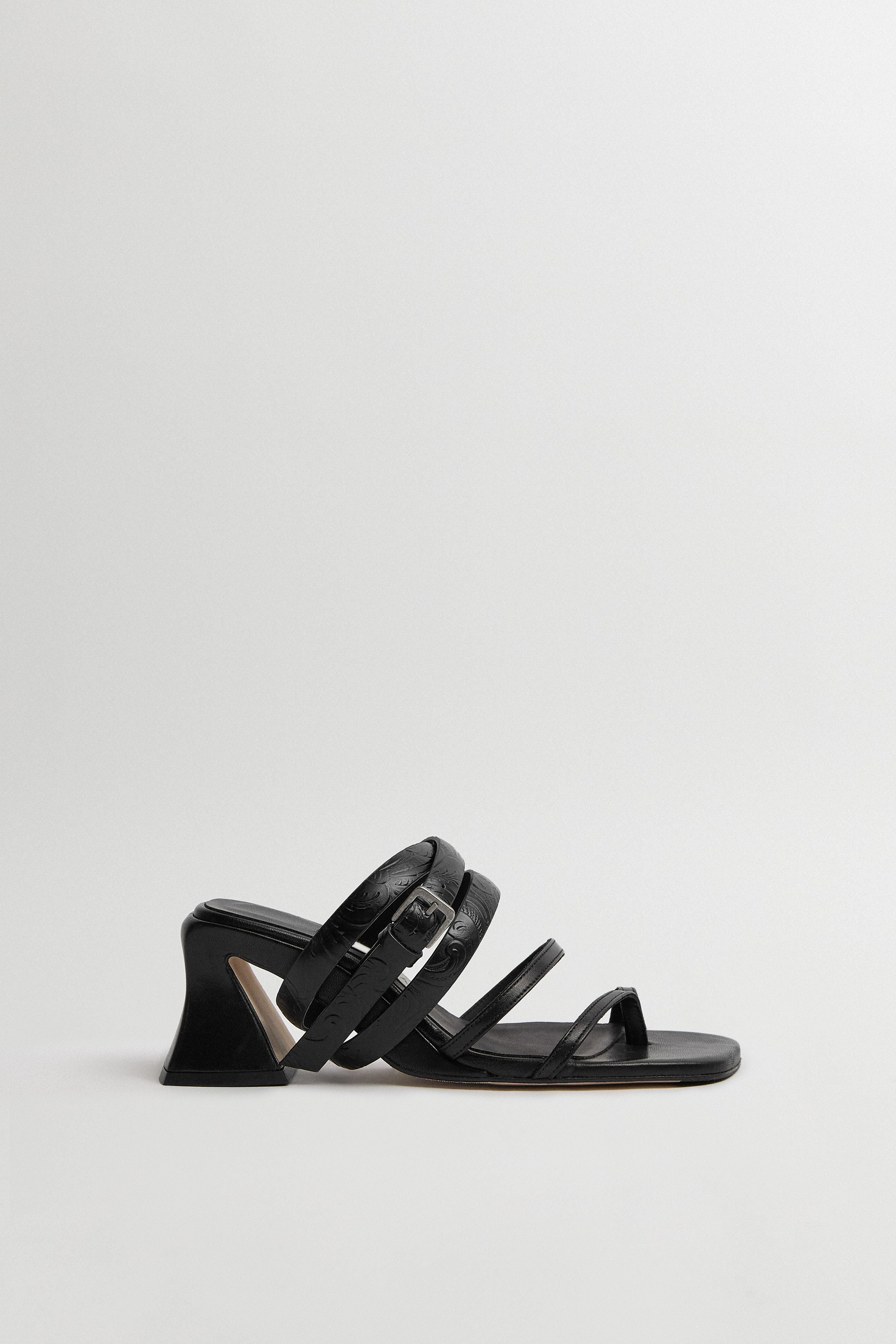 Miista - Shantala Sandals - Black Embossed Leather