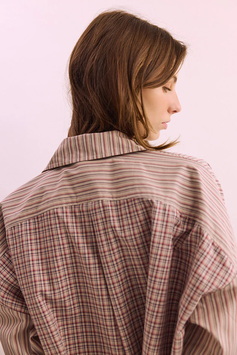 Pharlain - Billie Shirt - Red / Tan Stripe