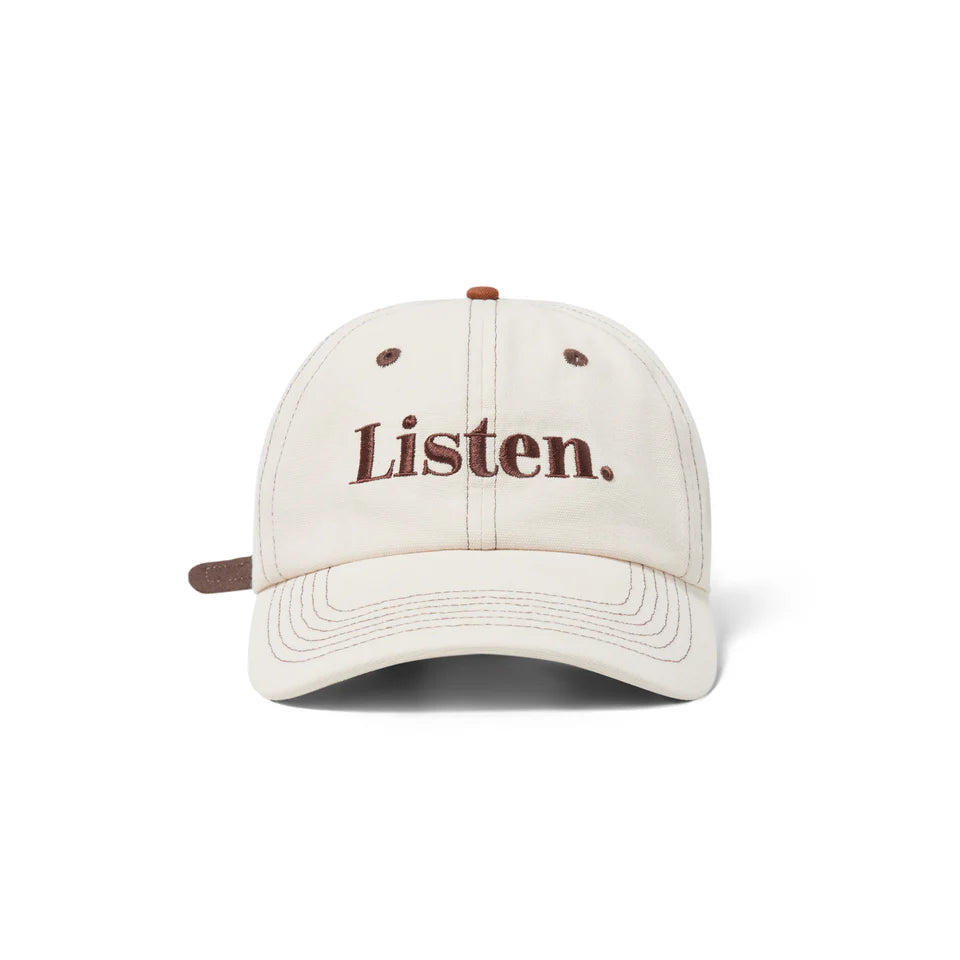 LISTEN - CONTRAST STITCH CAP - WHITE