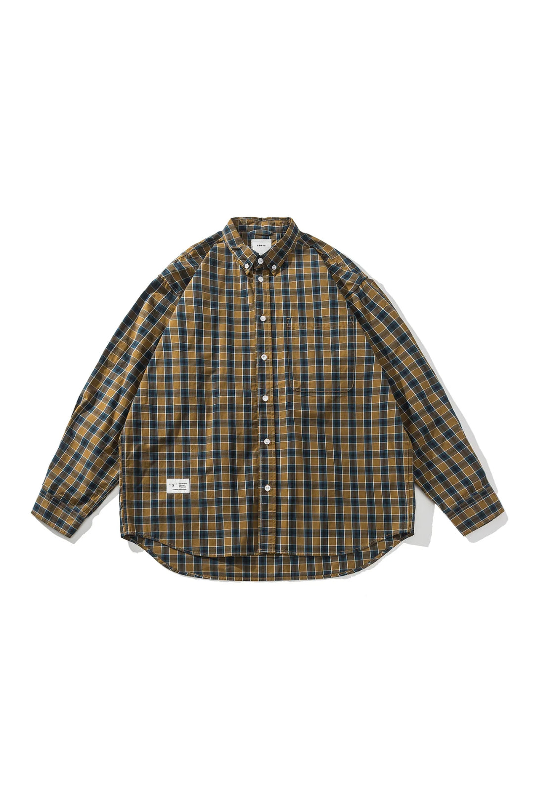 LIBERATURS - PLAID LS BUTTON UP SHIRT - BROWN / NAVY