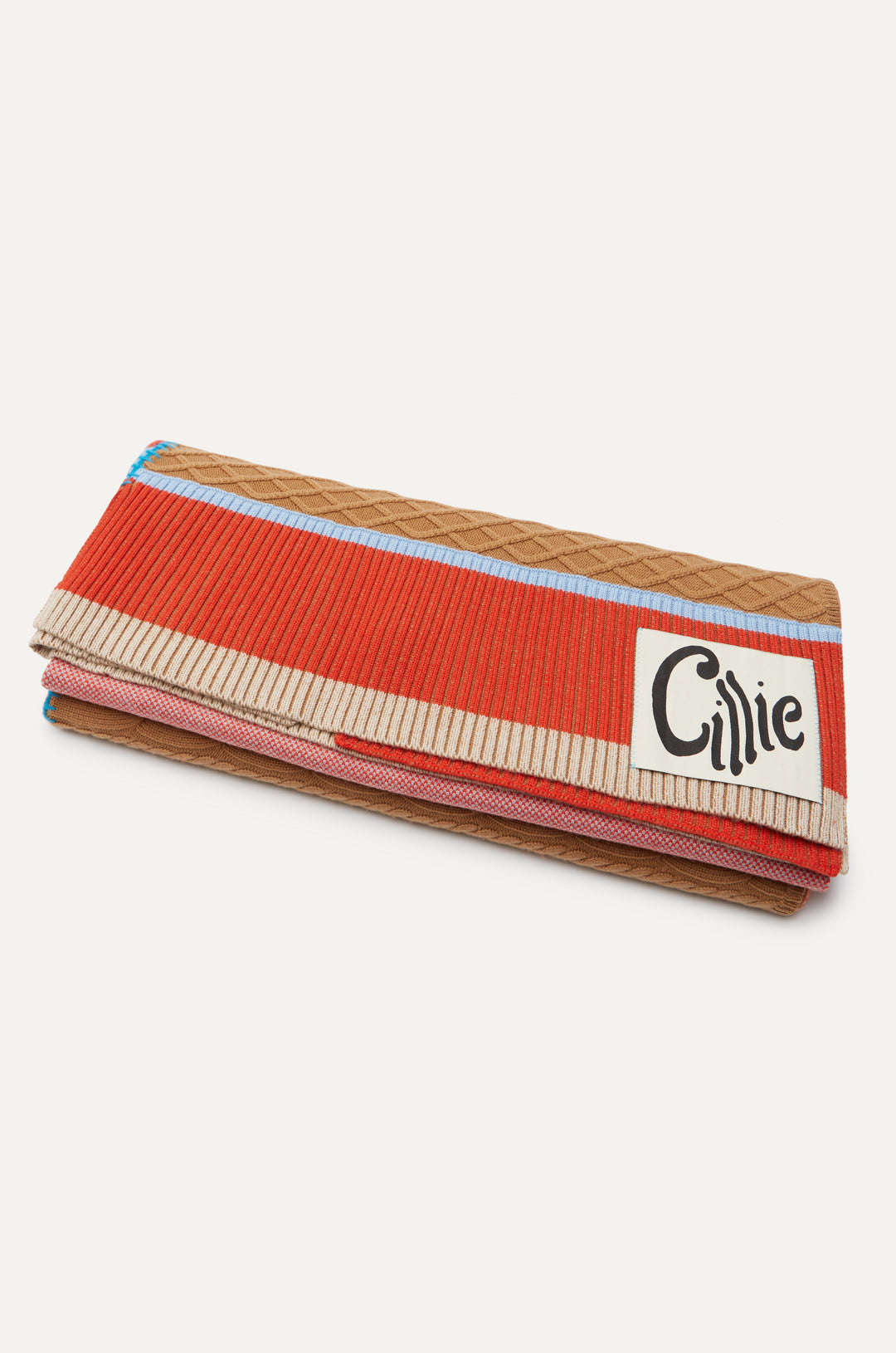 CILLIE - KNITTED PATCHWORK THROW - POPPY
