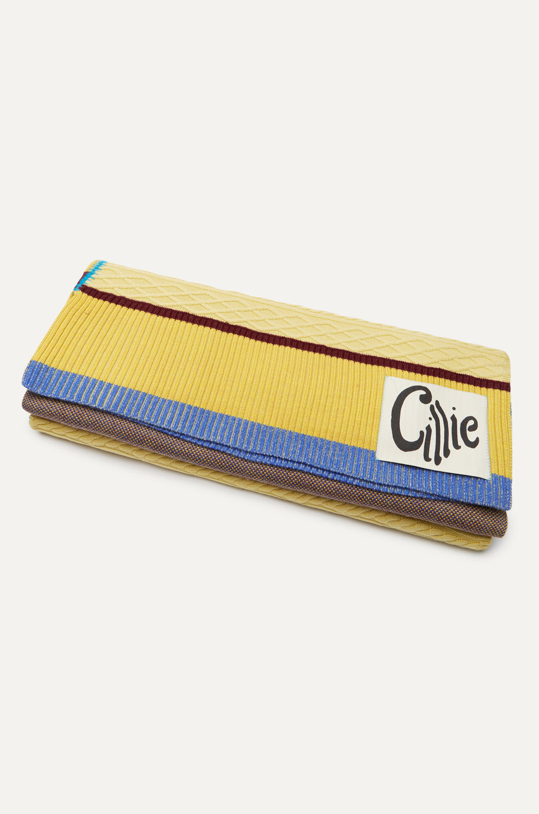 CILLIE - KNITTED PATCHWORK THROW - CEDRAT