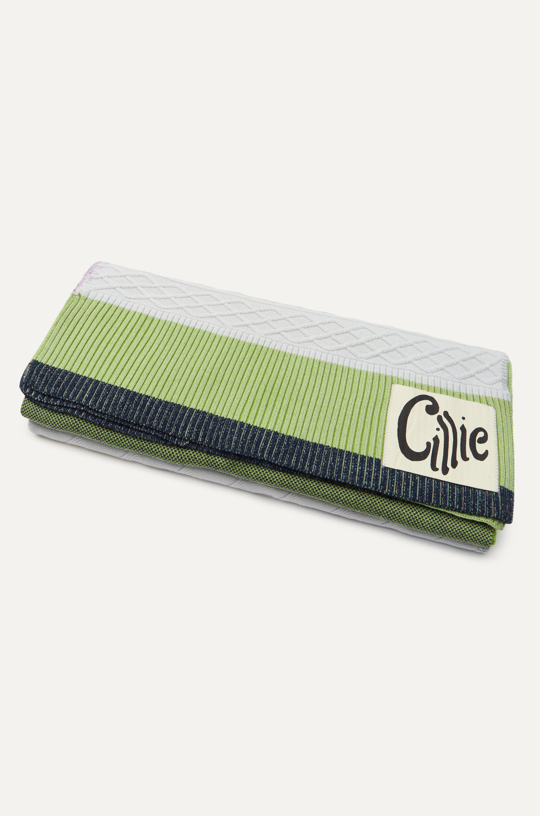 CILLIE - KNITTED PATCHWORK THROW - CABBAGE