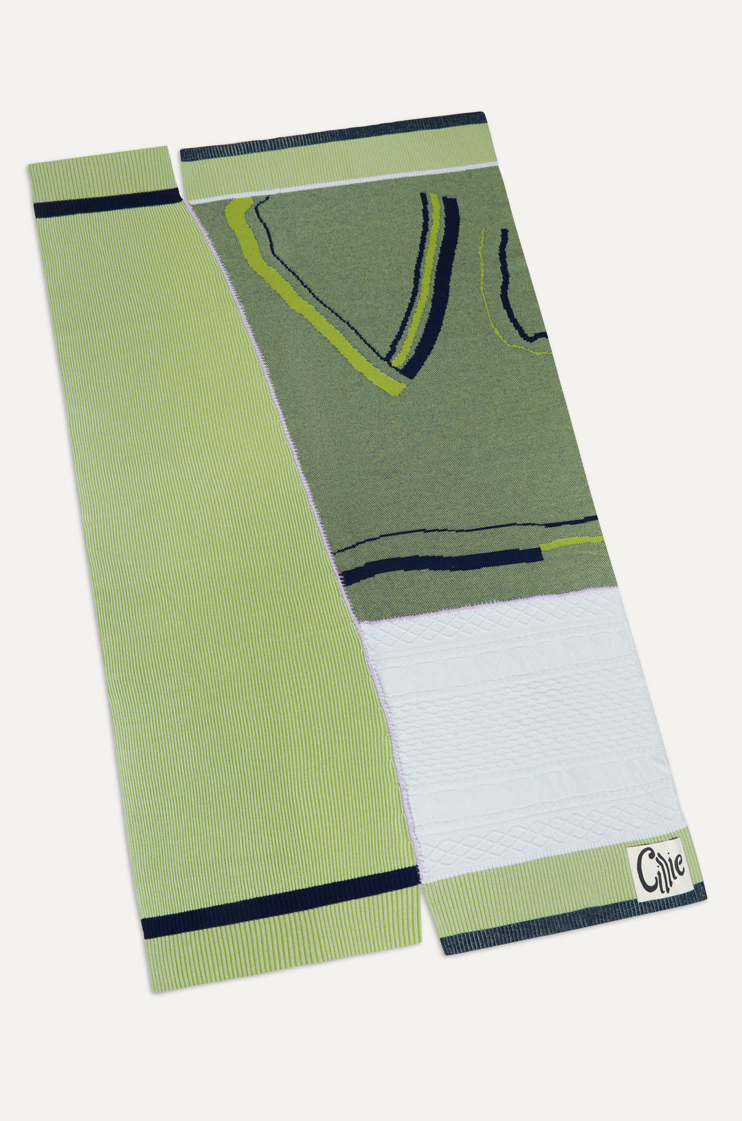 CILLIE - KNITTED PATCHWORK THROW - CABBAGE