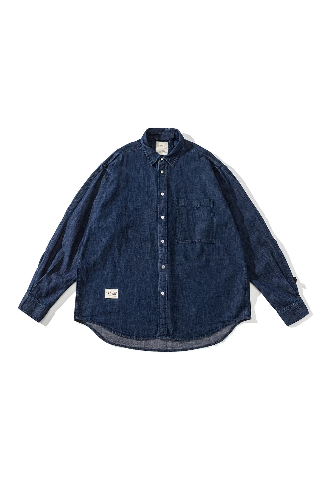 LIBERATURS - DENIM LONG SLEEVE BUTTON SHIRT - DARK BLUE