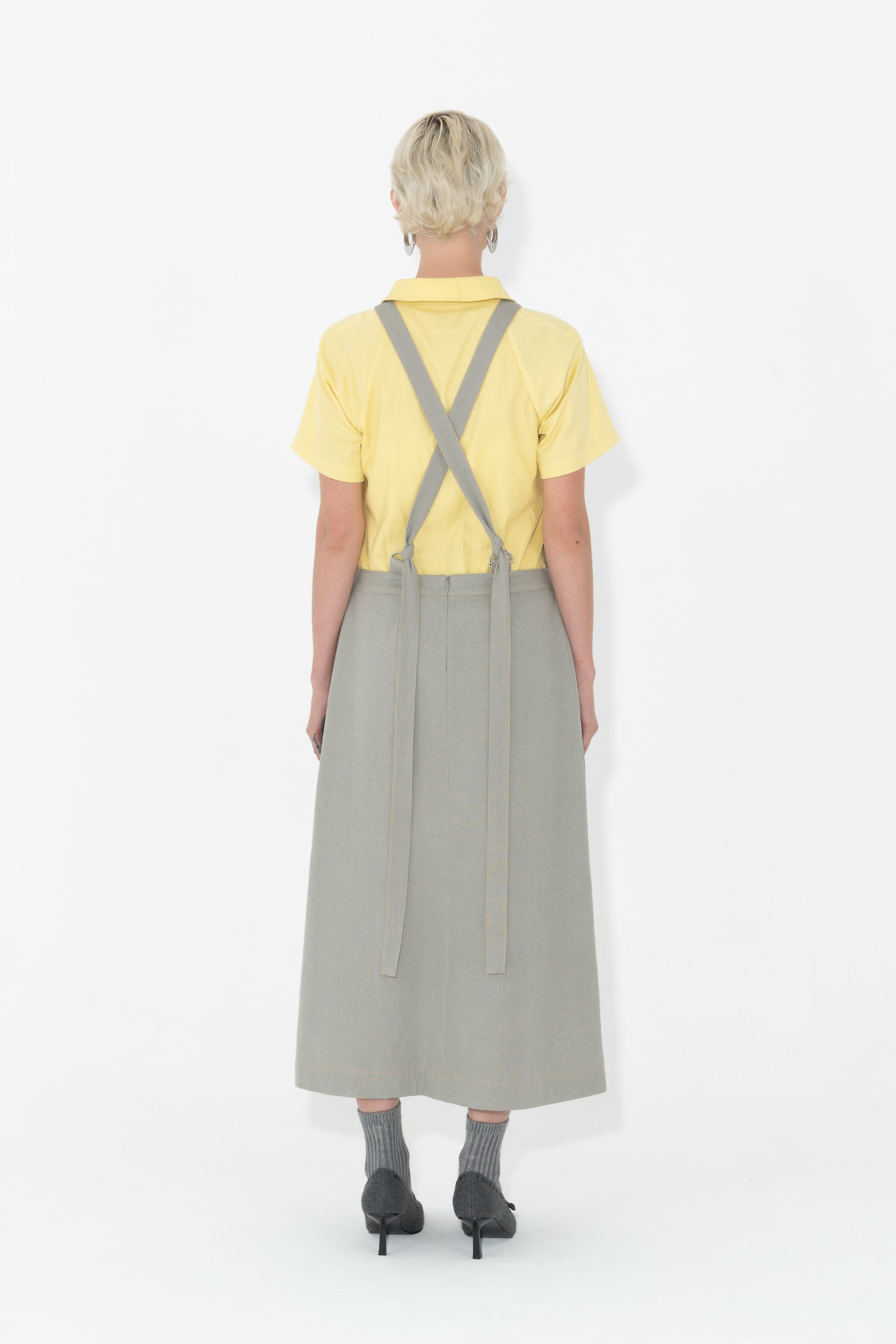 ARTHUR APPAREL - SPEEDY APRON DRESS - GREY W/ YELLOW