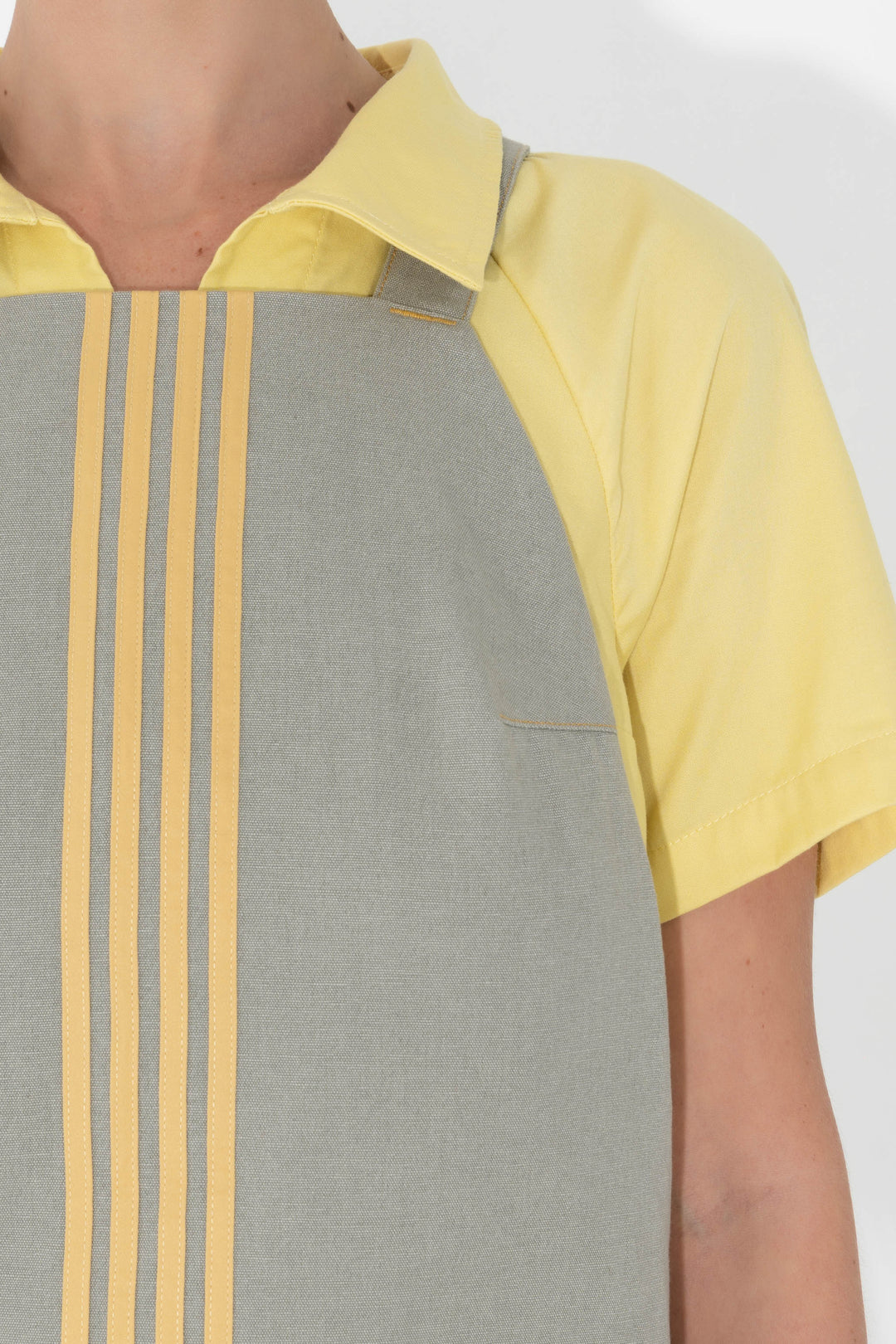 ARTHUR APPAREL - SPEEDY APRON DRESS - GREY W/ YELLOW