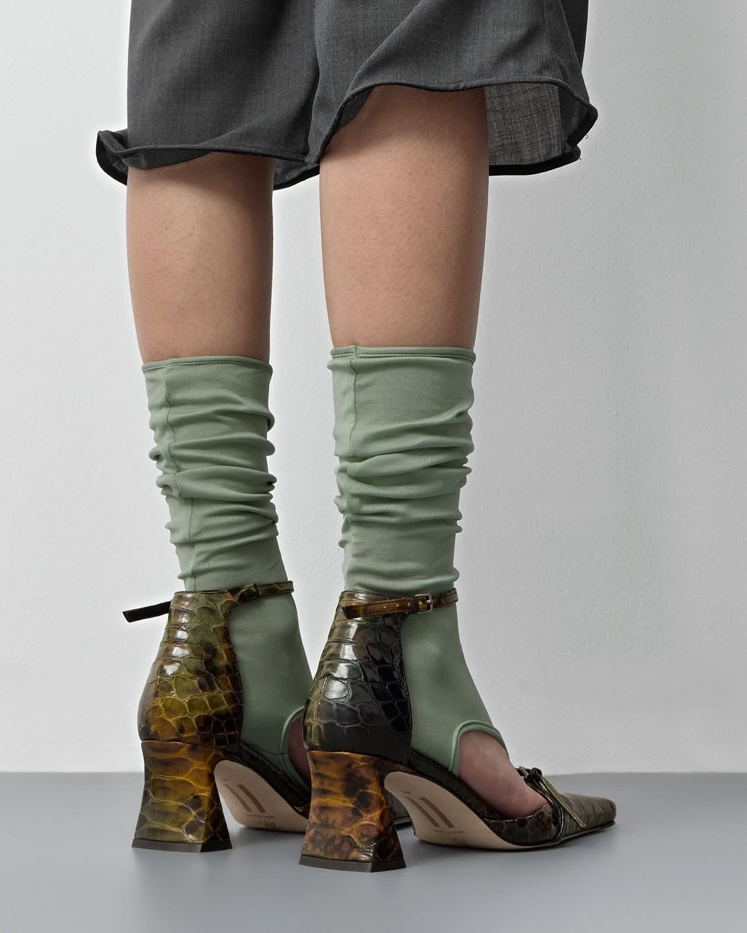 Miista - Agna Shoes - Green Snake Embossed Leather