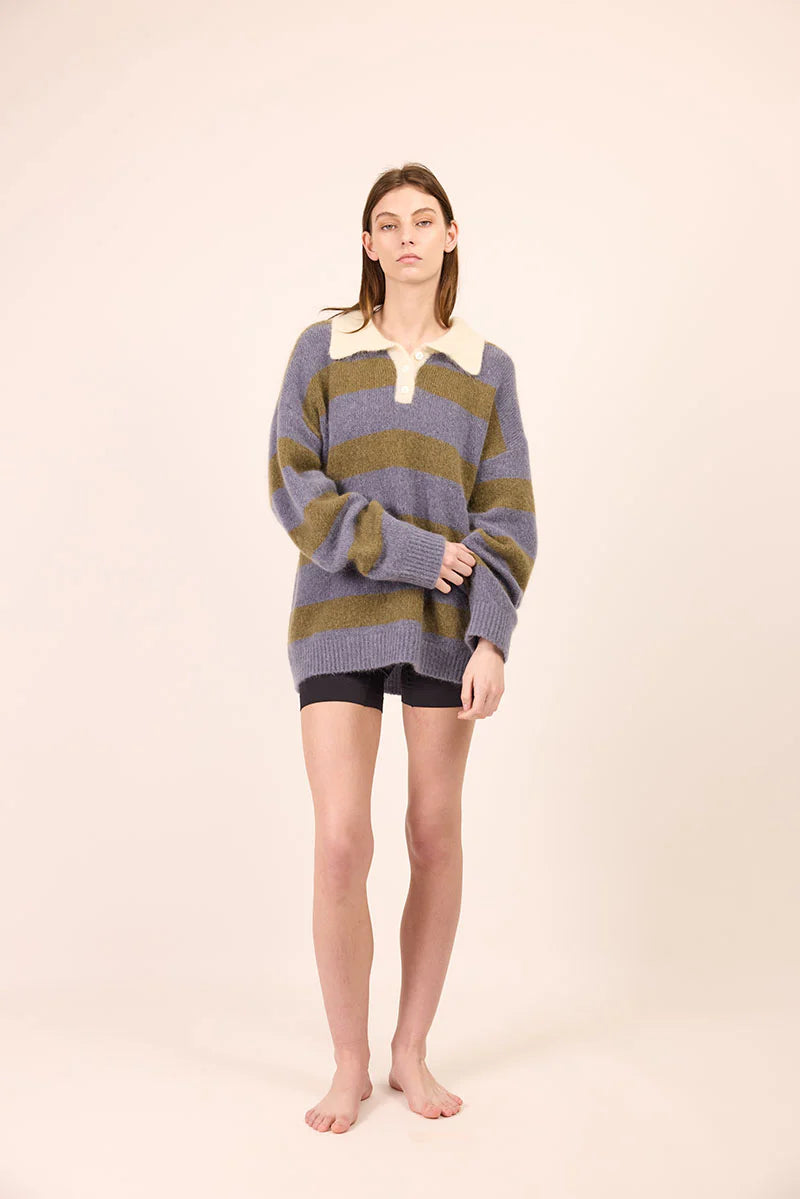 Pharlain - Knit Polo - Blue / Green