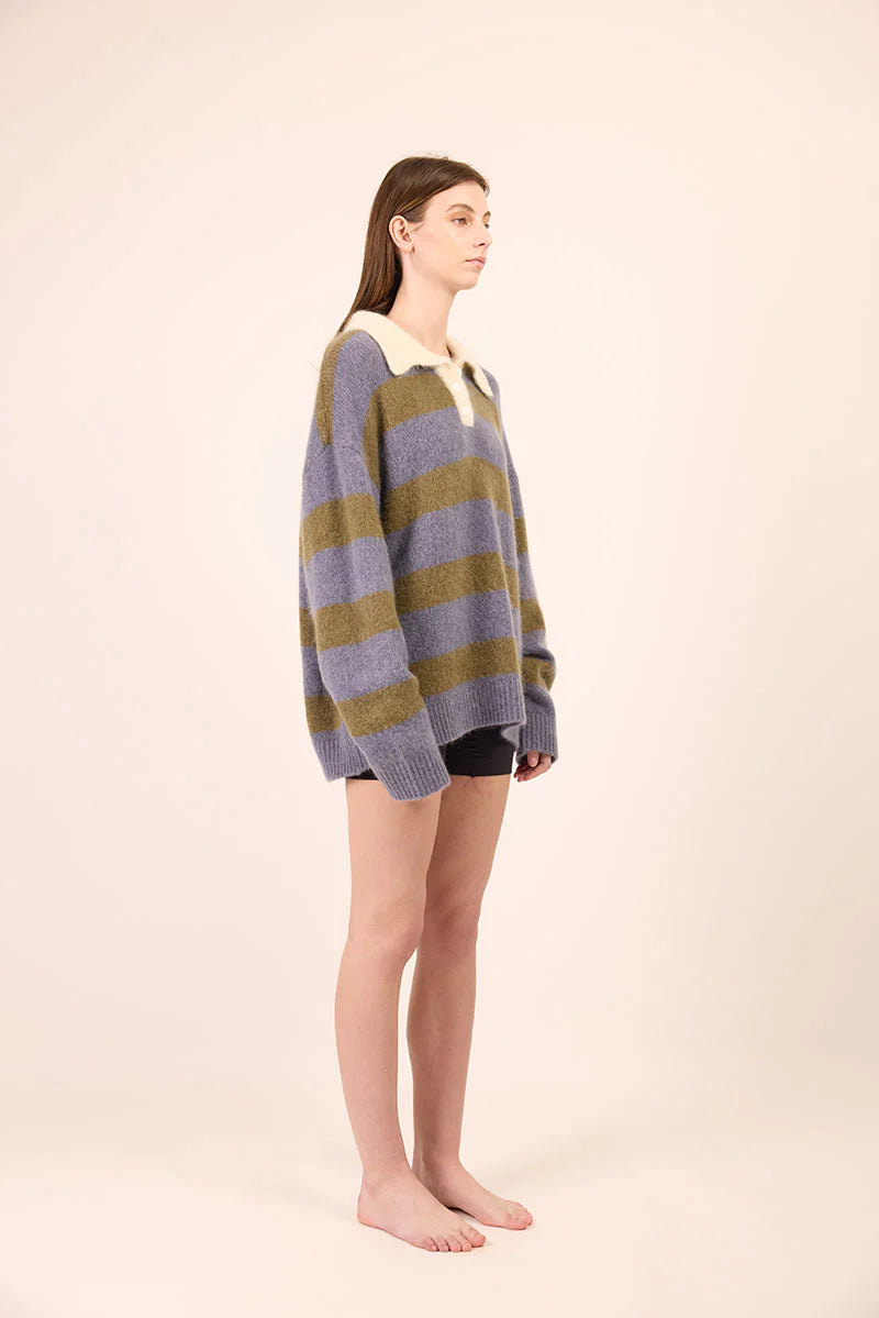 Pharlain - Knit Polo - Blue / Green
