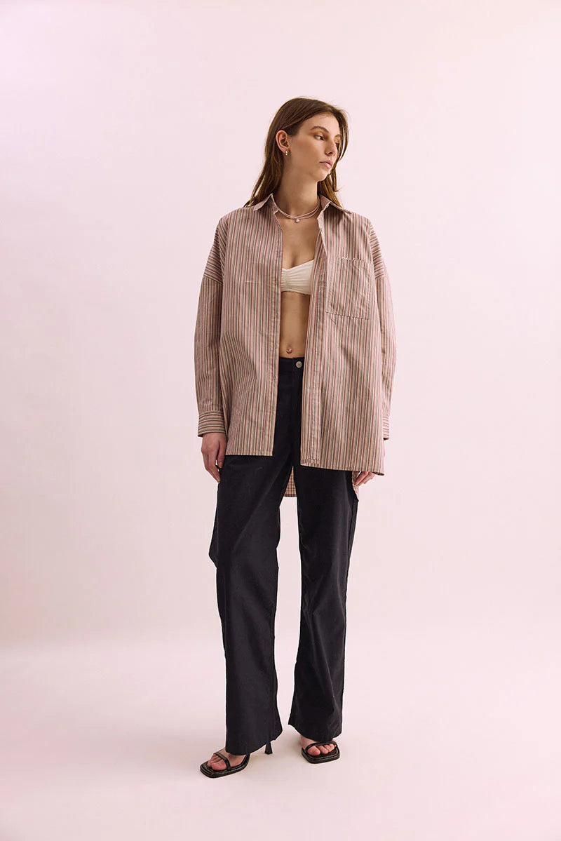 Pharlain - Billie Shirt - Red / Tan Stripe