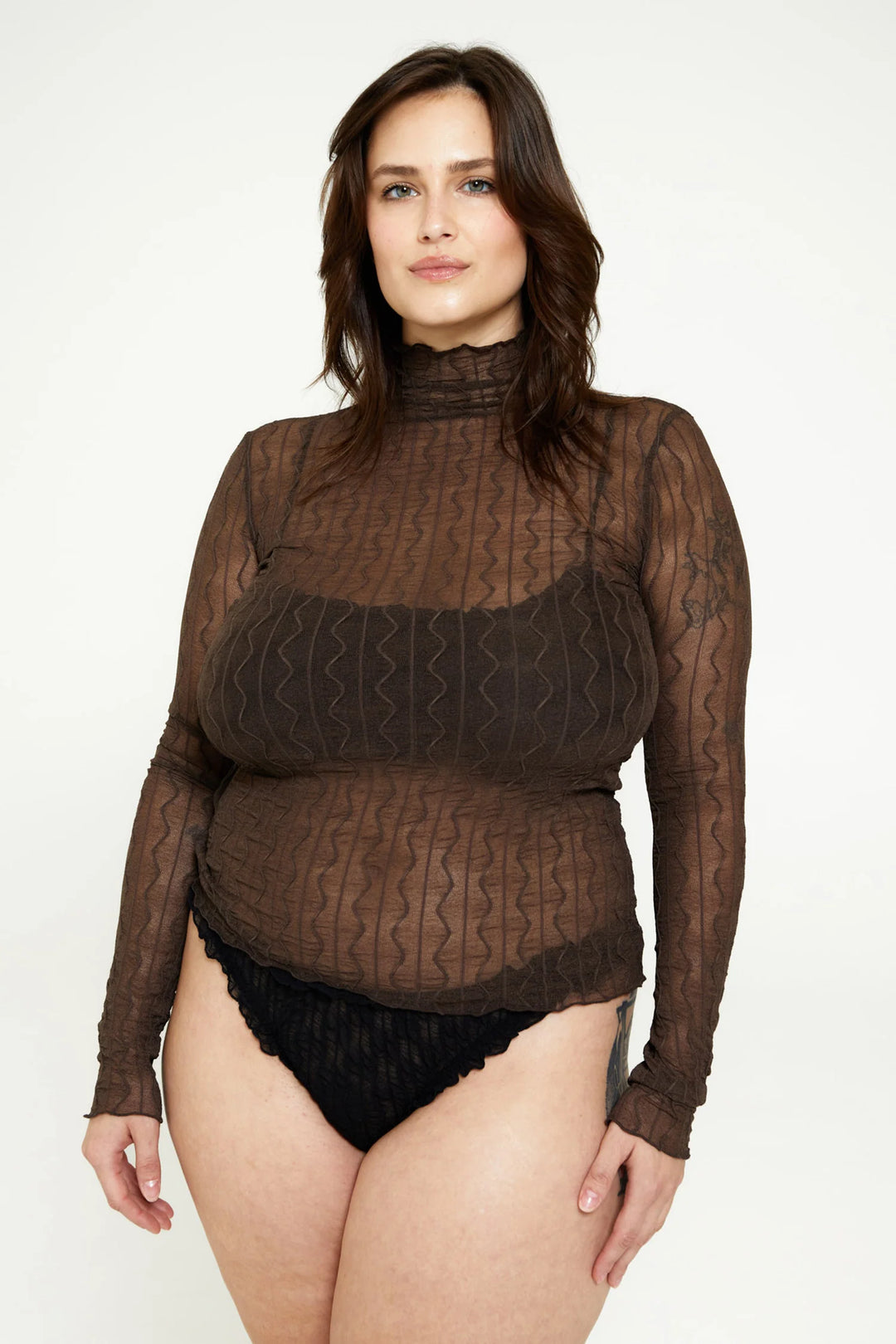 Find Me Now Second Skin - Ross Mock Neck Top Brown