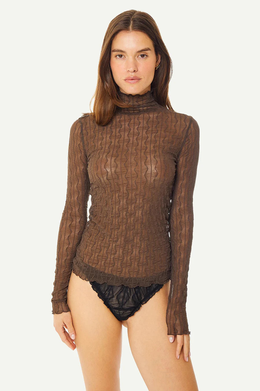 Find Me Now Second Skin - Ross Mock Neck Top Brown