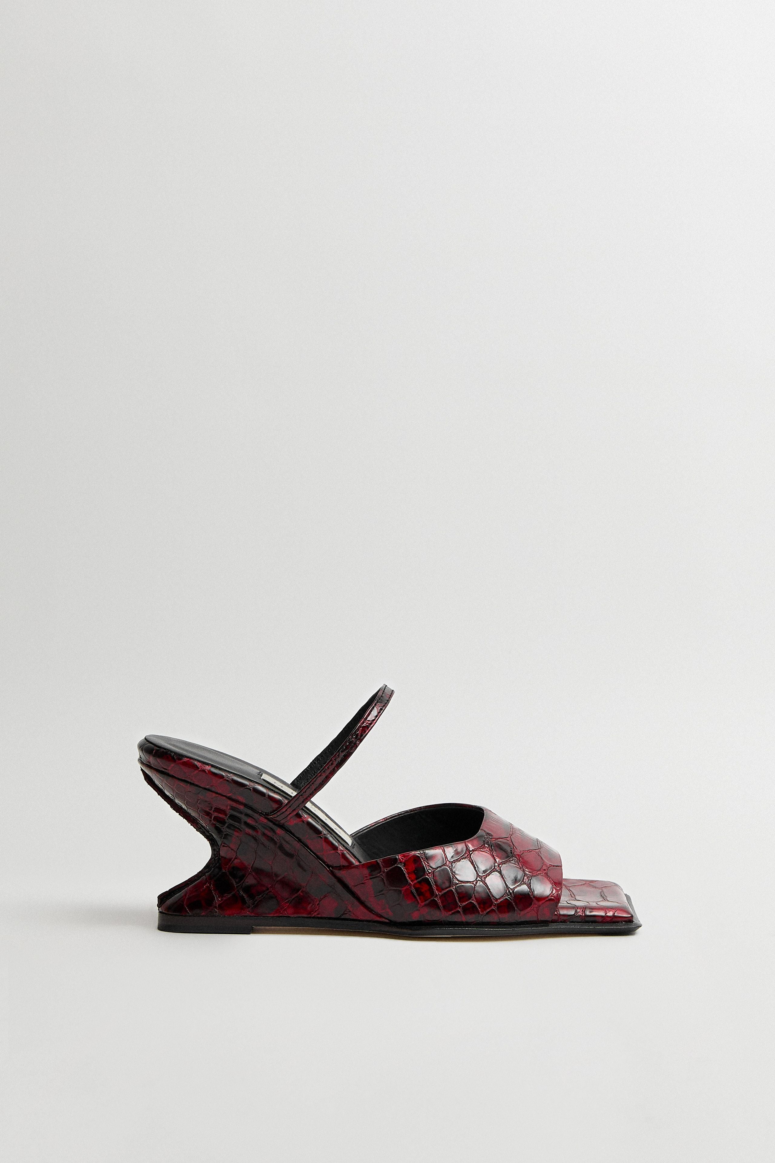 Miista - Egle Sandals - Red Snake Embossed Leather