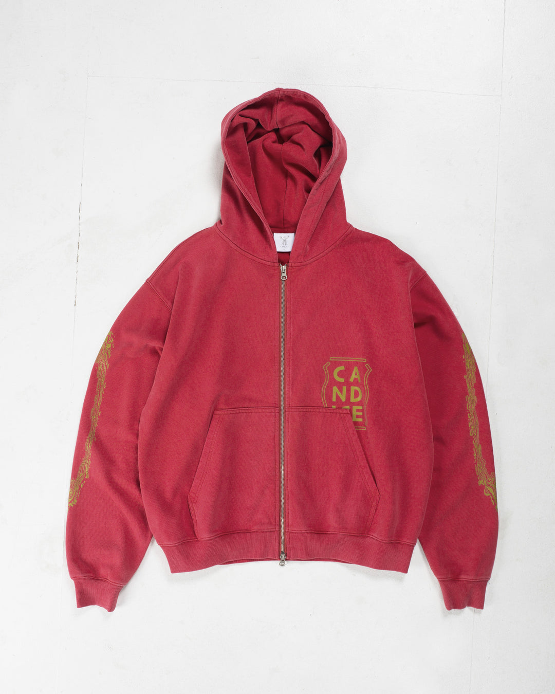 Candice - Harlequin Washed Zip Hoodie - Red