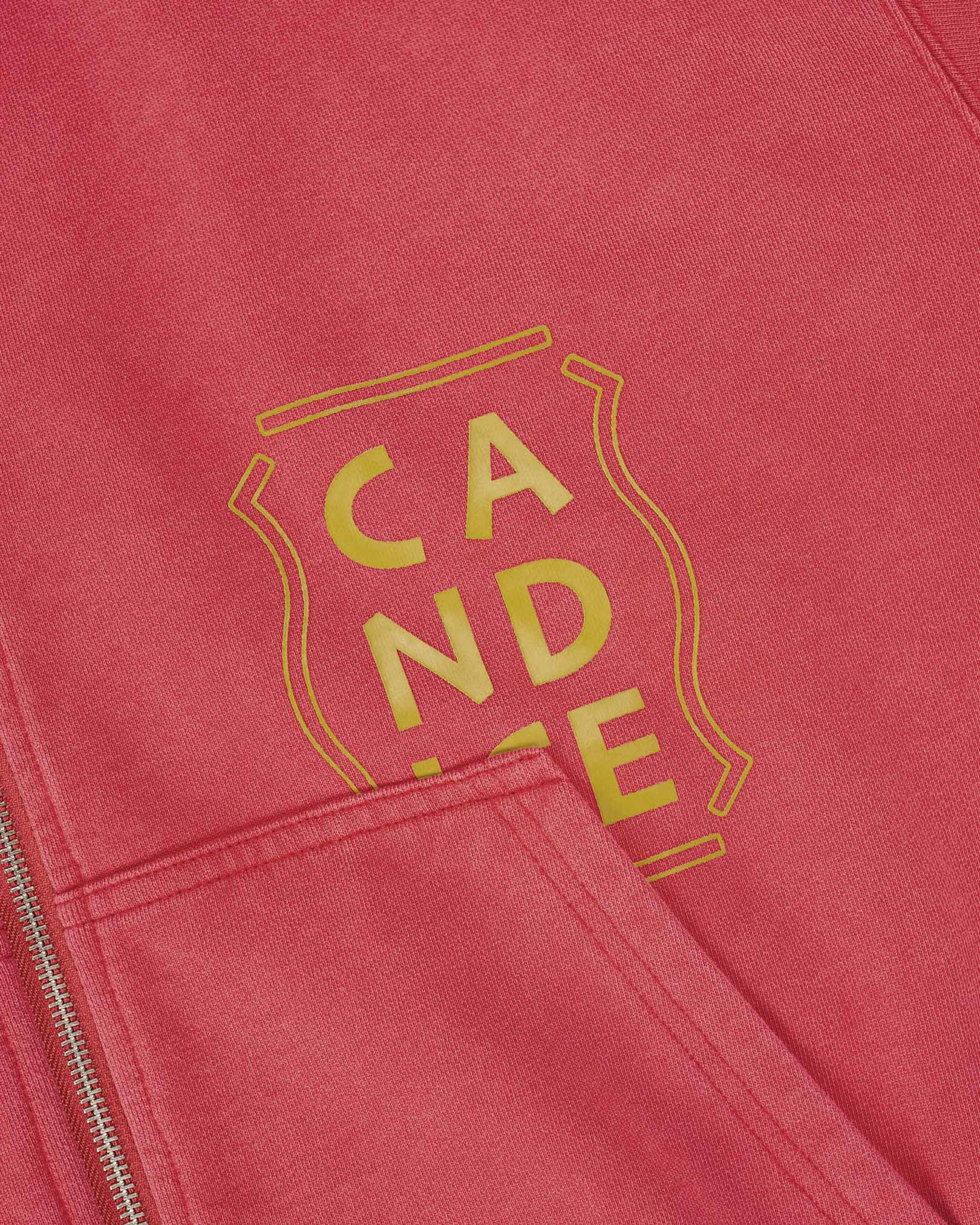 Candice - Harlequin Washed Zip Hoodie - Red