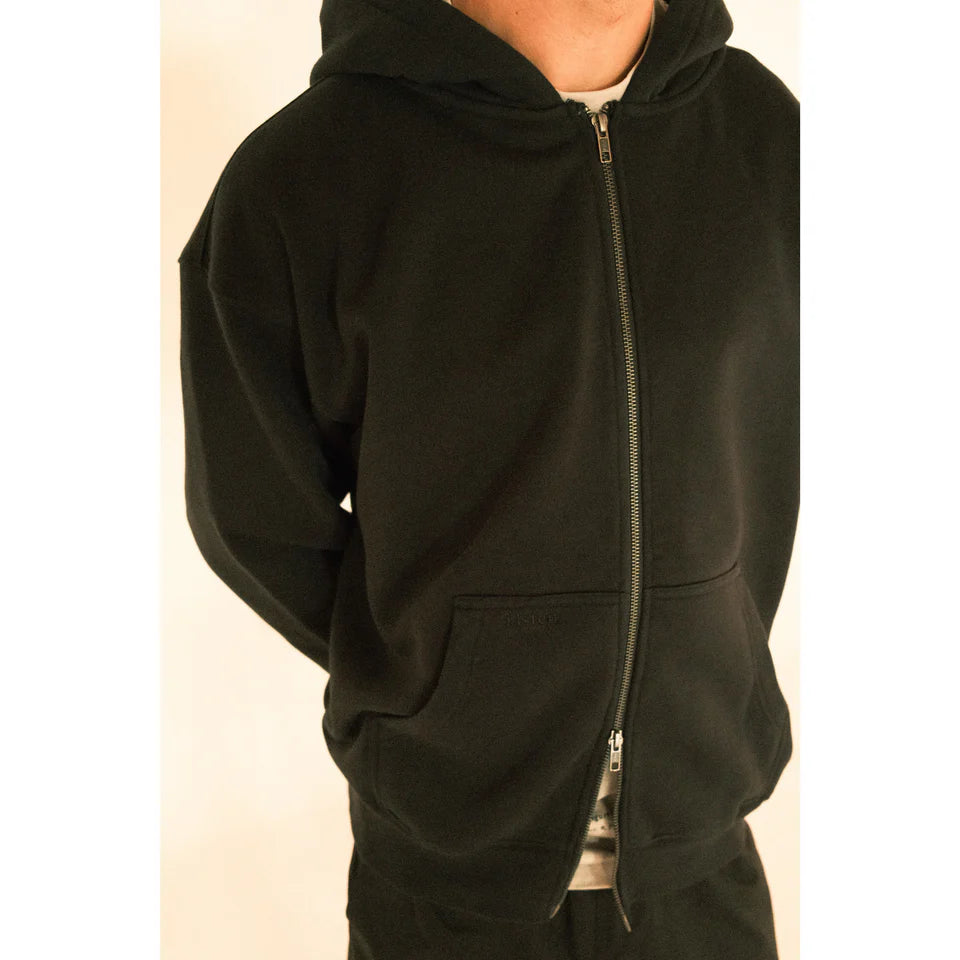 Listen - Silent Zip Through Hood - Black
