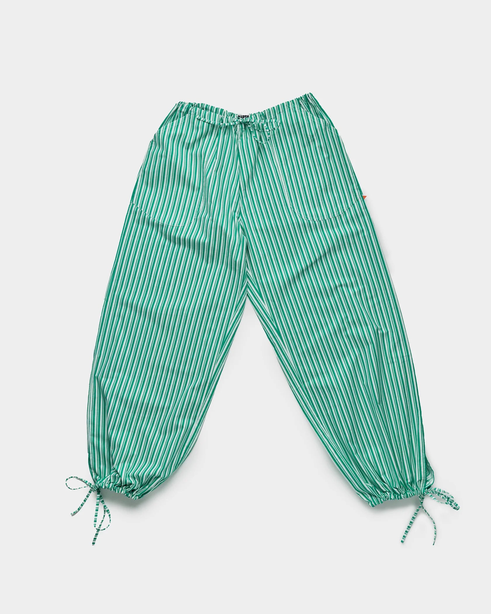 Marsh - Drawstring Pant - Cotton Ripstop, Green / White Stripe