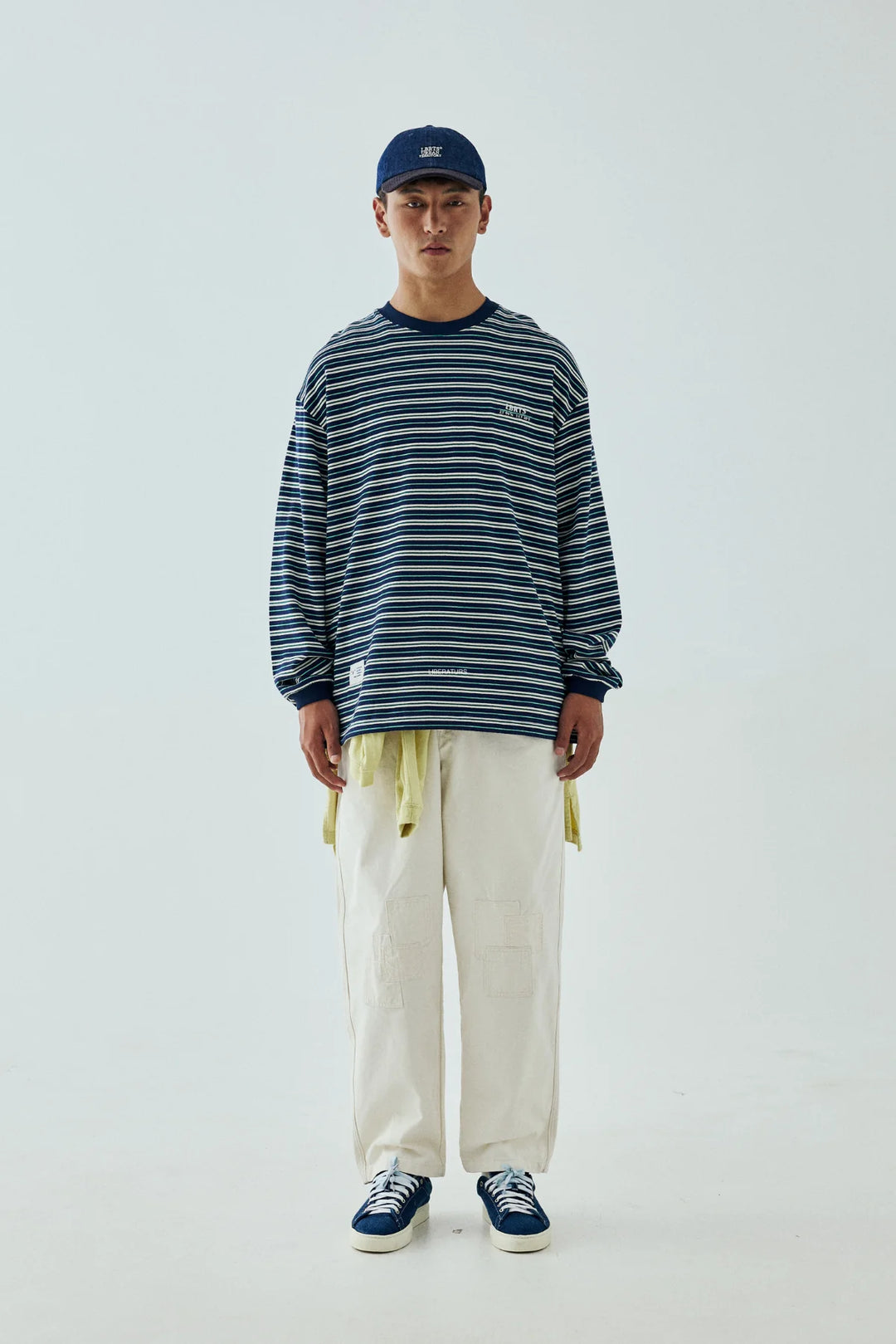 LIBERATURS - LS STRIPE TEE - NAVY GREEN