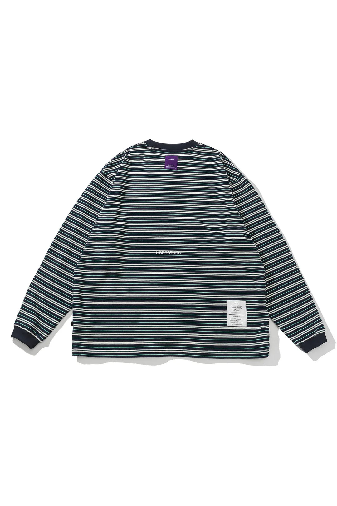 LIBERATURS - LS STRIPE TEE - NAVY GREEN