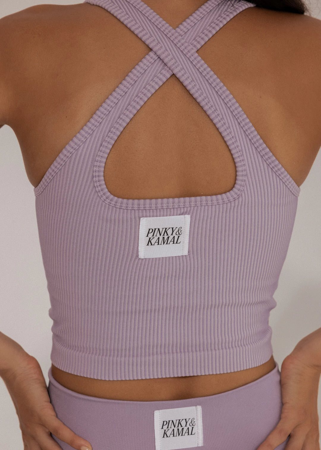 PINKY AND KAMAL - V-NECK CROPPED TANK - LAVENDER