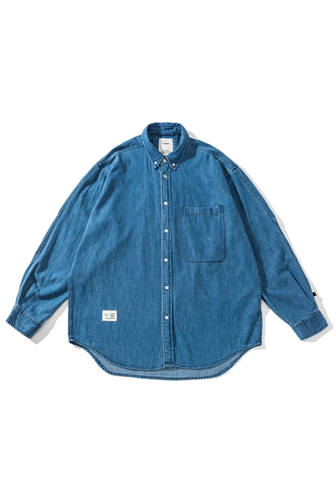 LIBERATURS - DENIM LS BUTTON SHIRT - MID BLUE