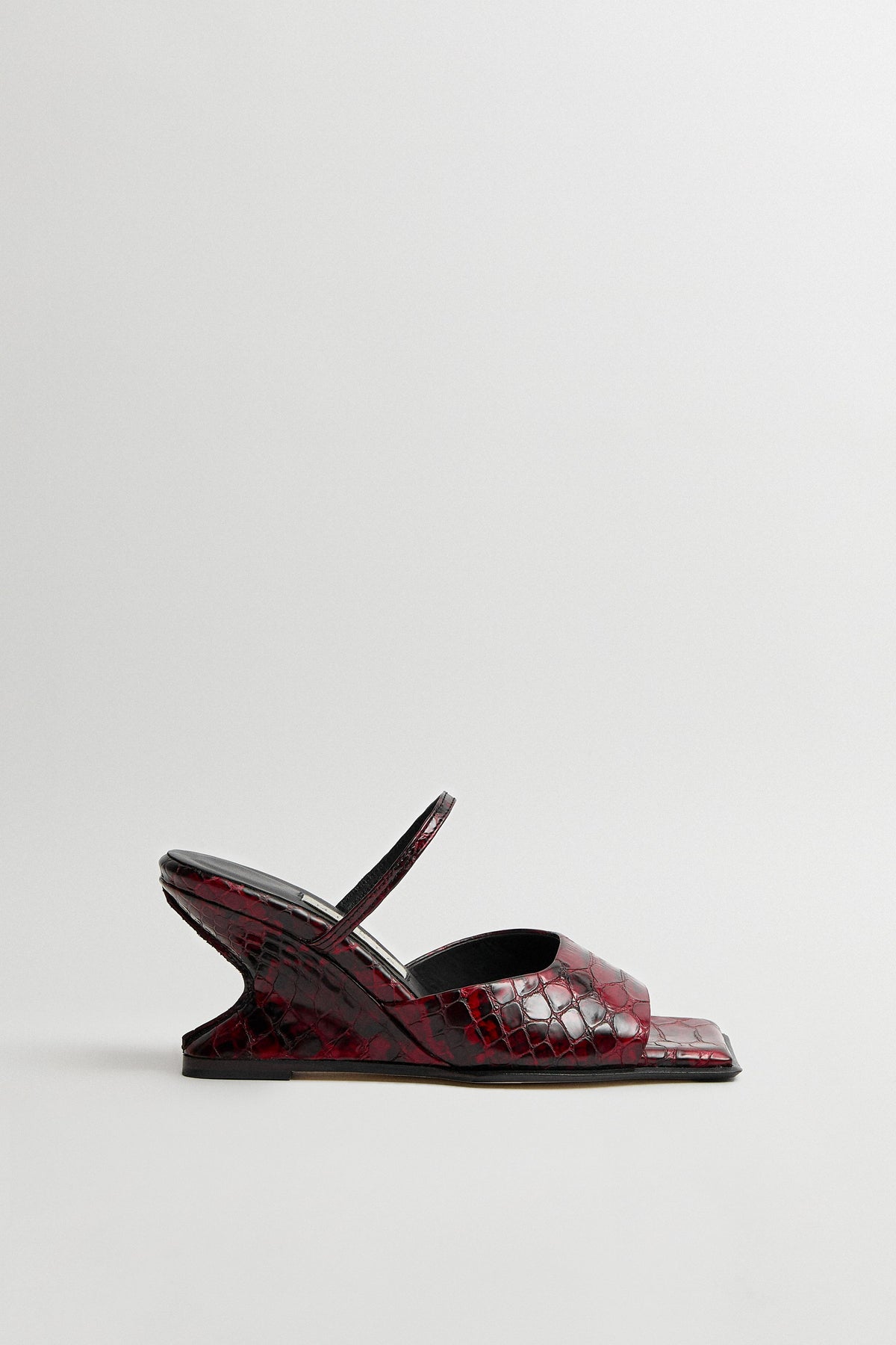 Miista Egle red snake embossed leather sandals
