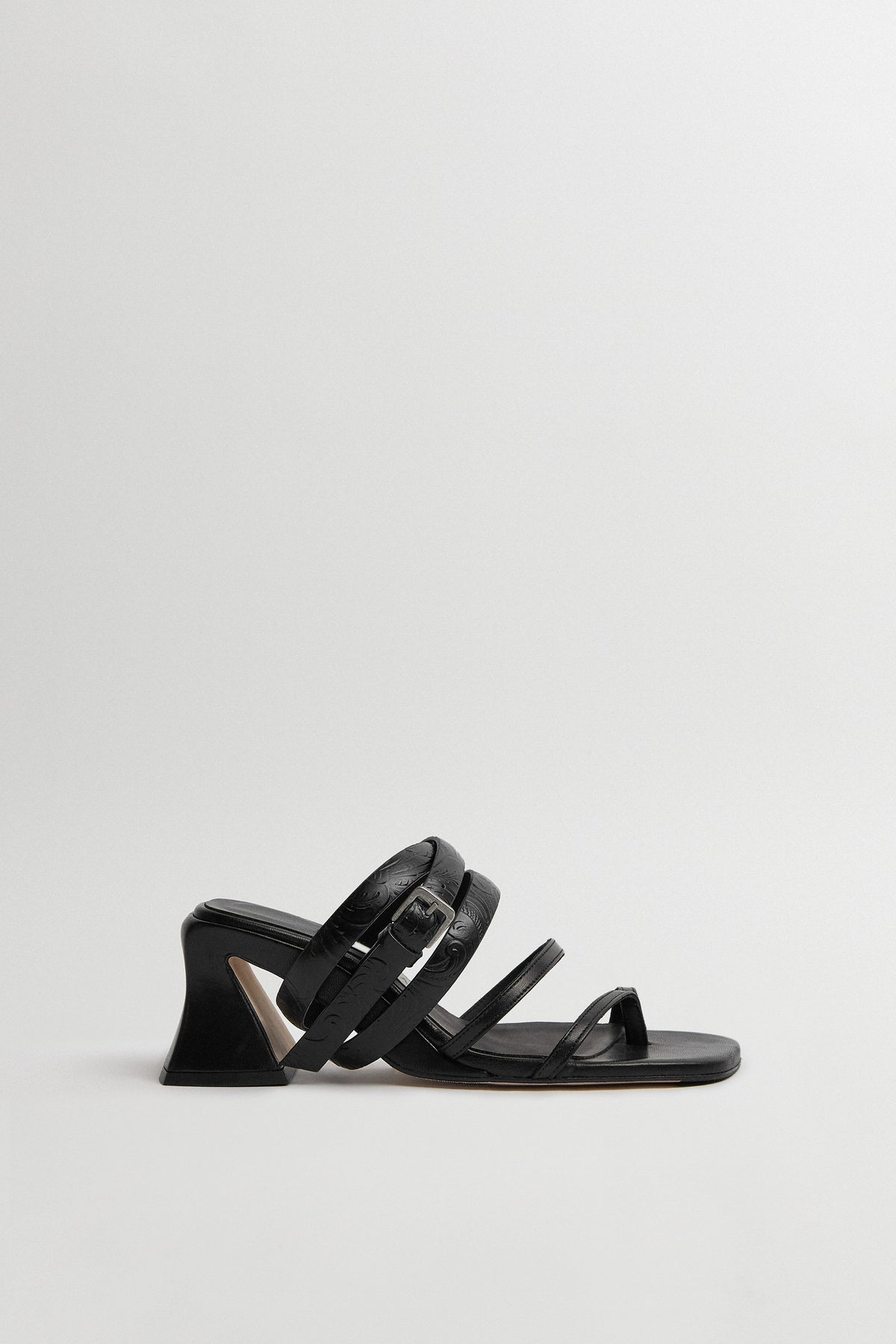 Miista Shantala black embossed leather sandals