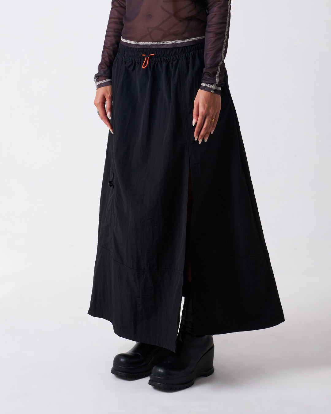 Candice - Unisex Nylon Skirt - Black